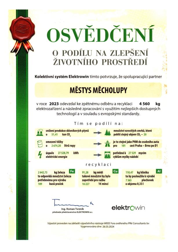 OSVĚDČENÍ - ELEKTROWIN 2023